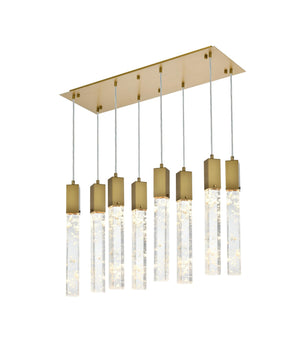 Elegant Lighting - 2088D36SG - Eight Light Pendant - Aurora - Satin Gold And Clear