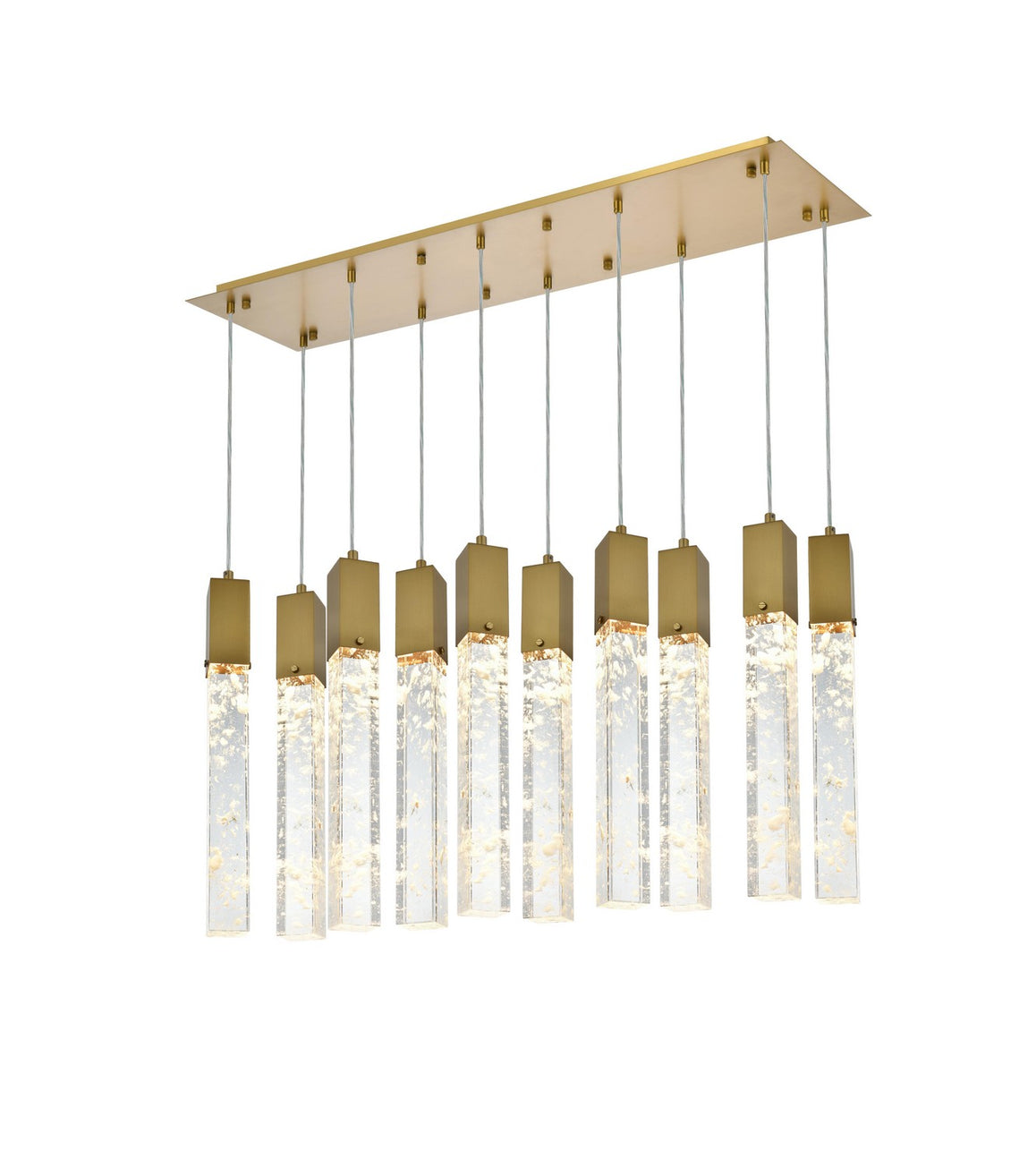 Elegant Lighting - 2088D42SG - Ten Light Pendant - Aurora - Satin Gold and Clear