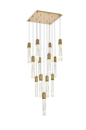 Elegant Lighting - 2088G26SG - 13 Light Pendant - Aurora - Satin Gold And Clear