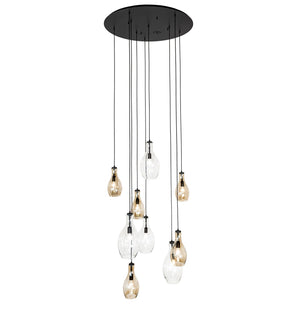 Meyda Tiffany - 255908 - Nine Light Pendant - Anjou - Satin Black Wrought Iron