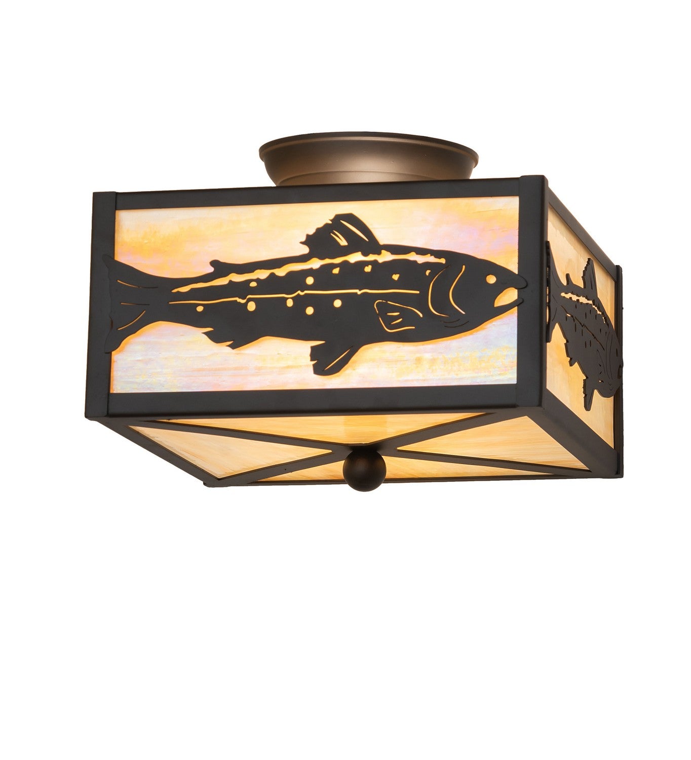 Meyda Tiffany - 277022 - Two Light Flushmount - Trout - Oil Rubbed Bronze