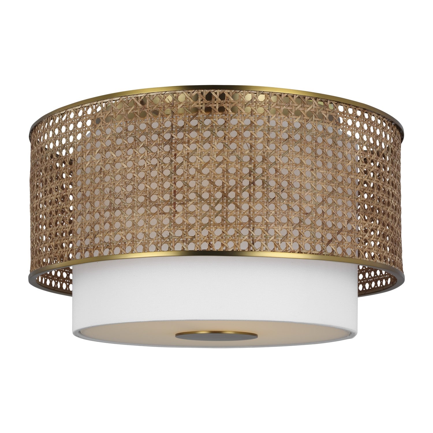 Visual Comfort Studio - KSF1043BBSBRTN - Three Light Flush Mount - Sawyer - Blonde Rattan