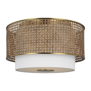 Visual Comfort Studio - KSF1043BBSBRTN - Three Light Flush Mount - Sawyer - Blonde Rattan