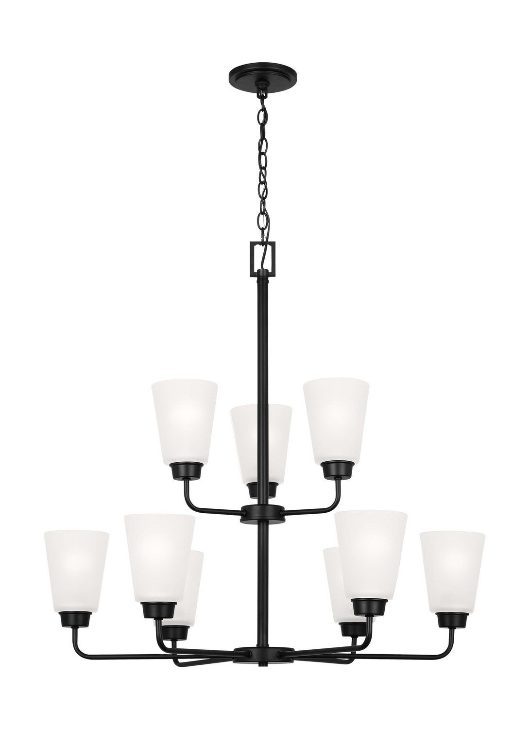 Generation Lighting. - 3115209EN3-112 - Nine Light Chandelier - Kerrville - Midnight Black