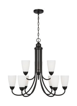 Generation Lighting. - 3120209EN3-112 - Nine Light Chandelier - Seville - Midnight Black