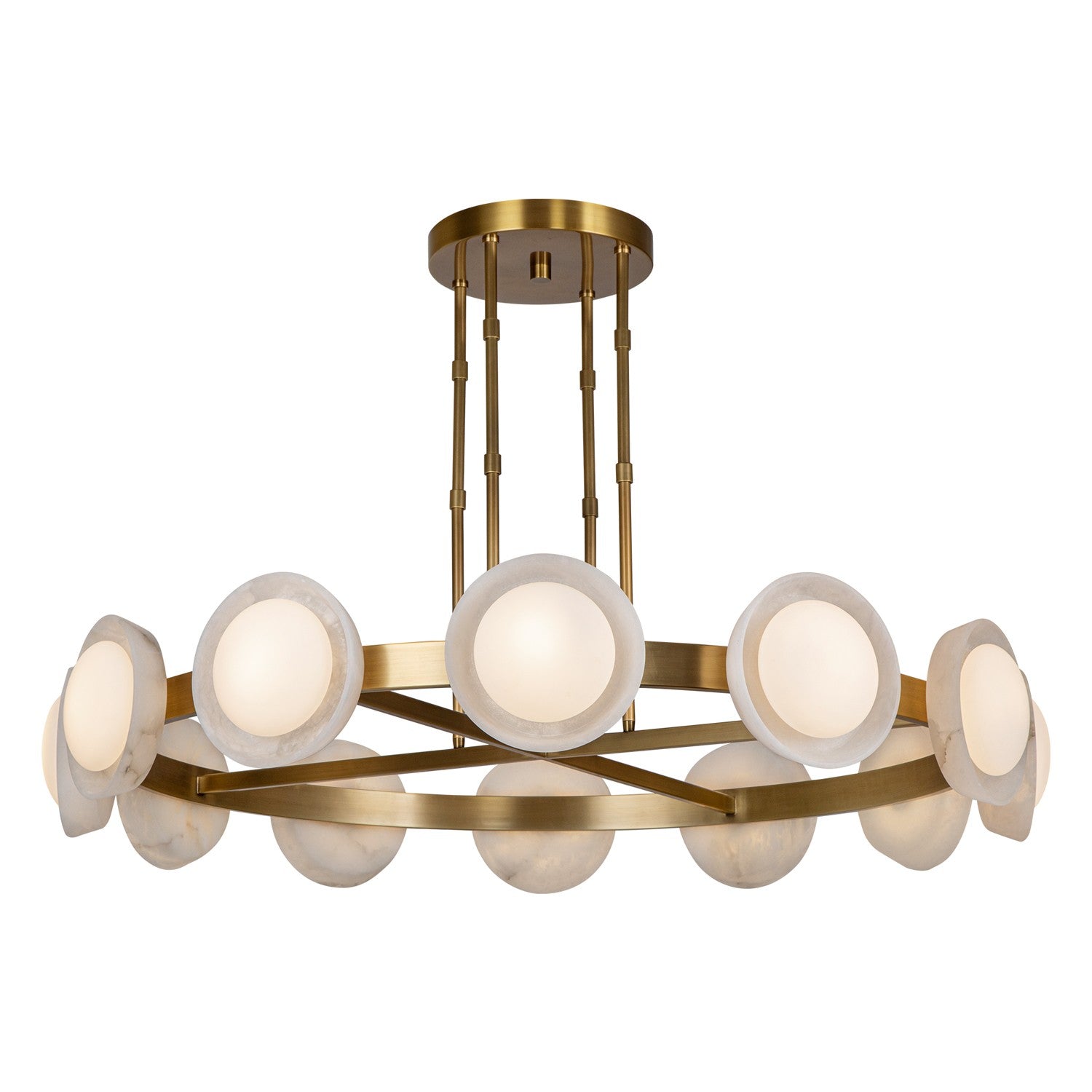 Alora - CH320050VBAR-UNV - LED Chandelier - Alonso - Vintage Brass/Alabaster