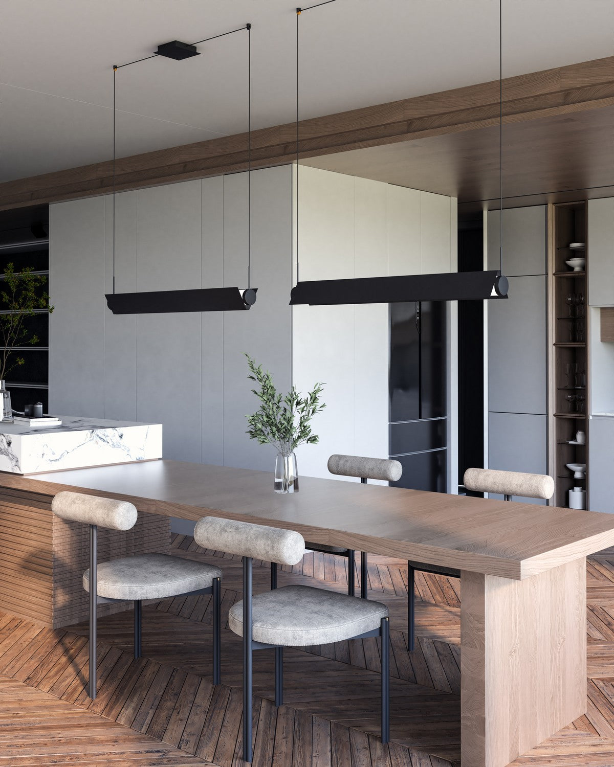 Kuzco Lighting - LP73536-BK/WH-UNV - LED Linear Pendant - Phoenix - Black/White