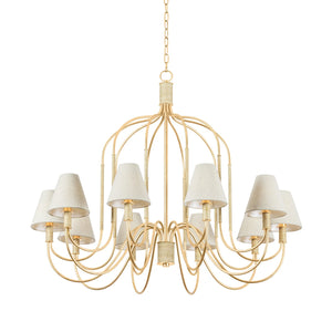 Hudson Valley - 5744-VGL - Ten Light Chandelier - Warrensburg - Vintage Gold Leaf