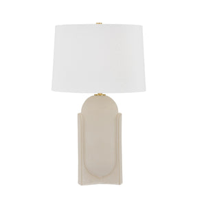 Hudson Valley - L4127-AGB/CMS - One Light Table Lamp - Leeston - Aged Brass/Ceramic Moonstone Sand