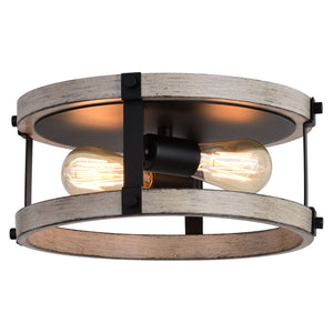 Vaxcel - C0282 - Two Light Flush Mount - Danvers - Textured Black and Weathered Gray