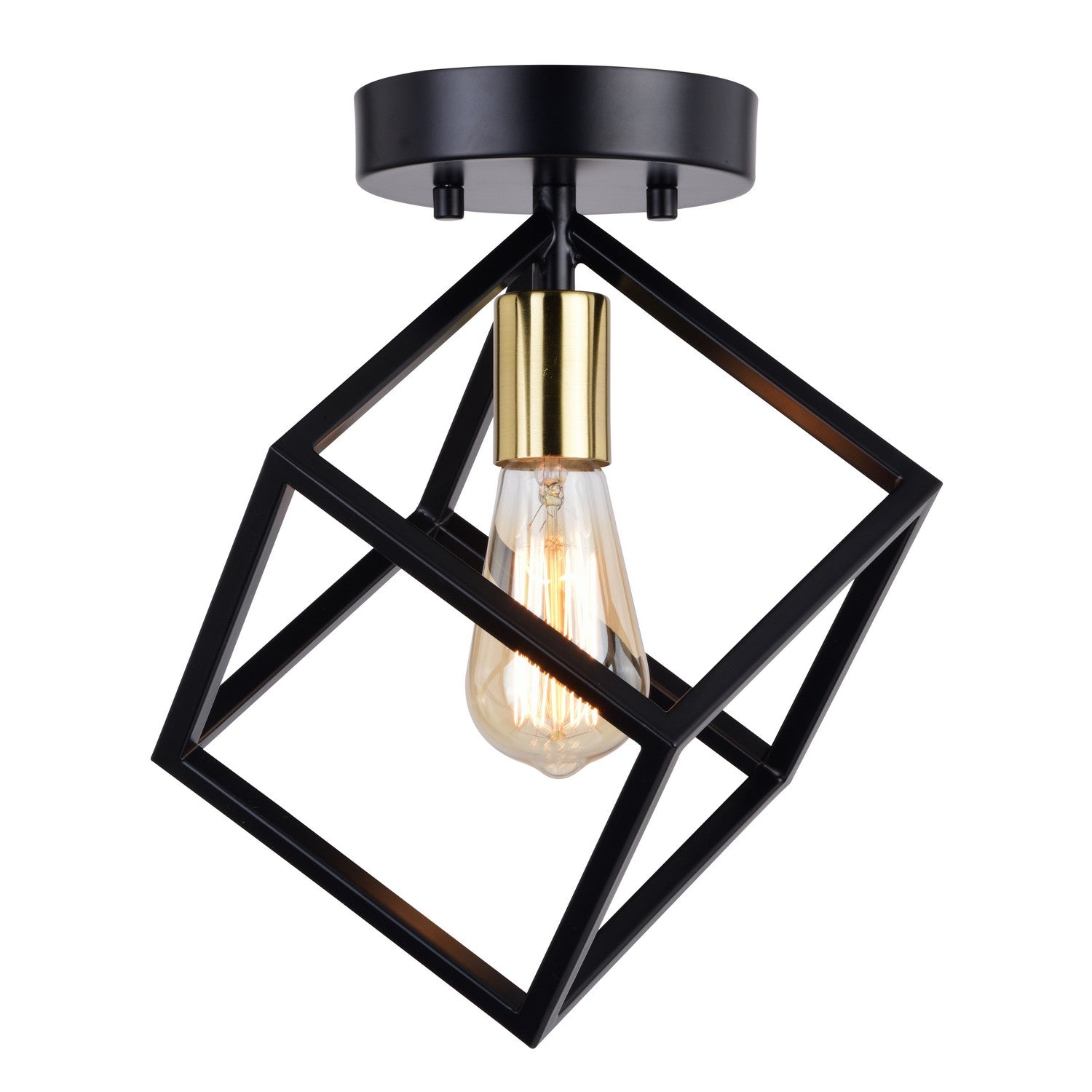 Vaxcel - C0300 - One Light Flush Mount - Deering - Matte Black and Satin Brass