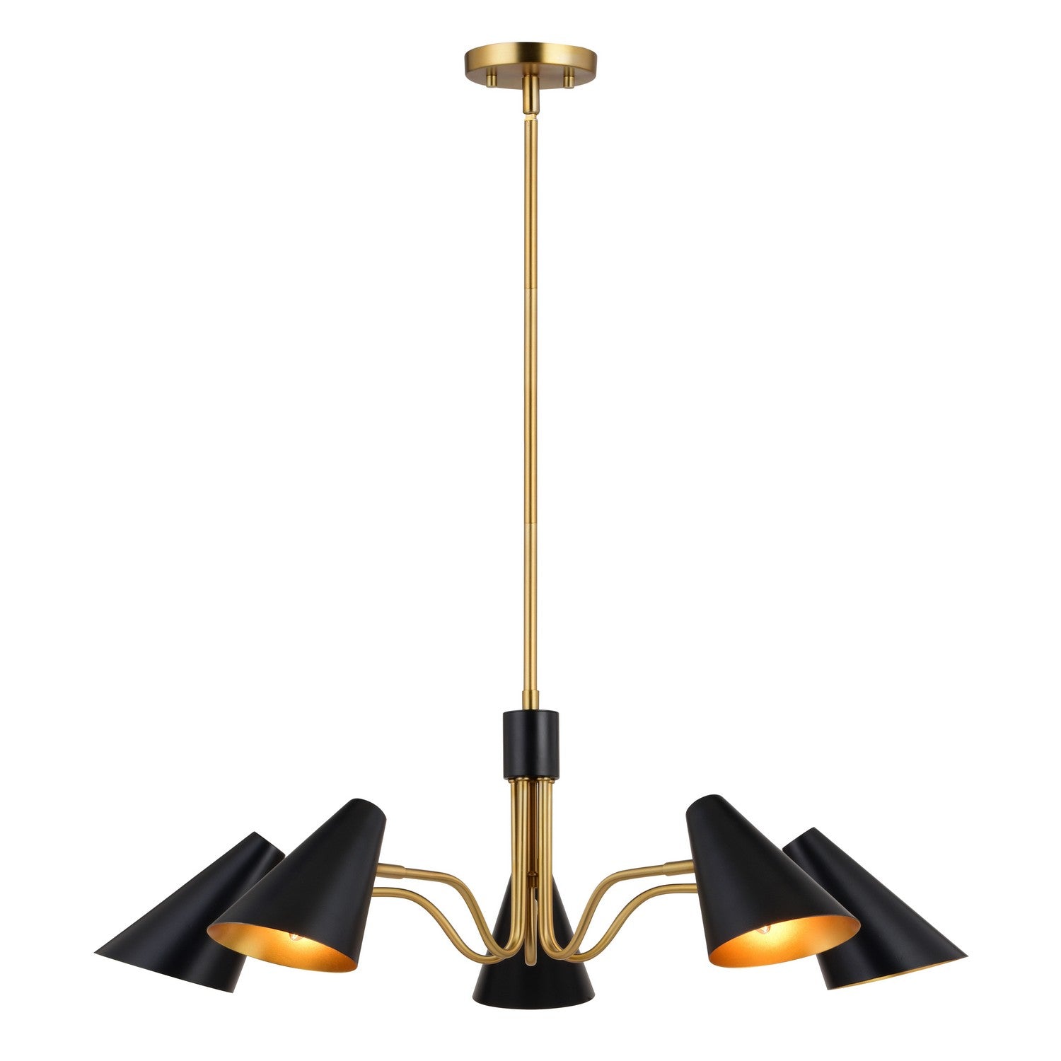 Vaxcel - H0279 - Five Light Chandelier - Pryce - Matte Black and Satin Brass