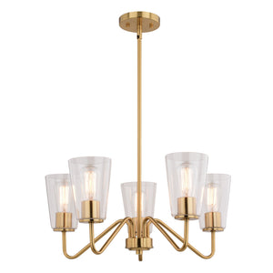 Vaxcel - H0286 - Five Light Chandelier - Beverly - Muted Brass