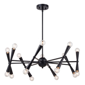 Vaxcel - H0292 - 16 Light Chandelier - Drake - Matte Black