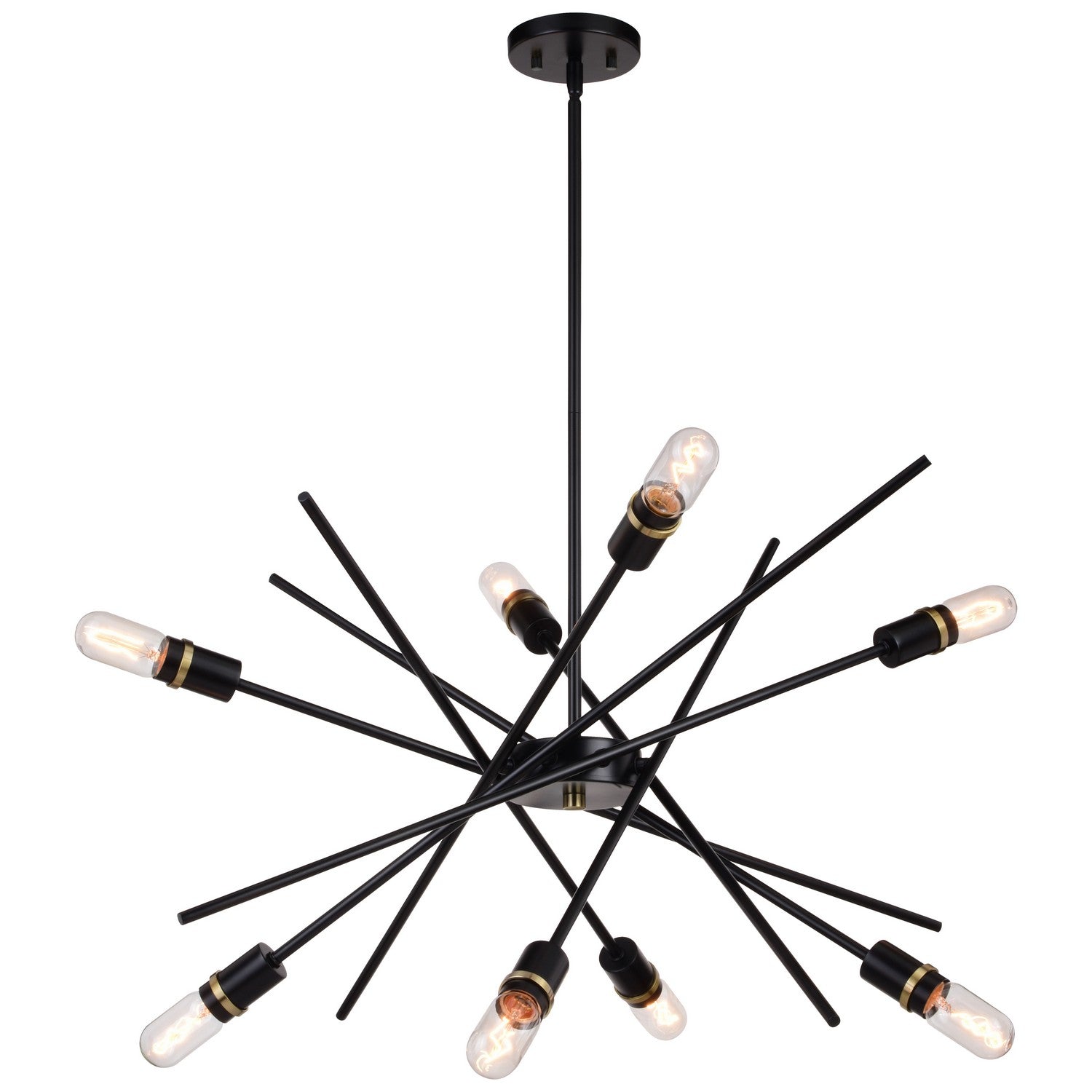 Vaxcel - P0391 - Eight Light Pendant - Halsted - Black and Satin Brass