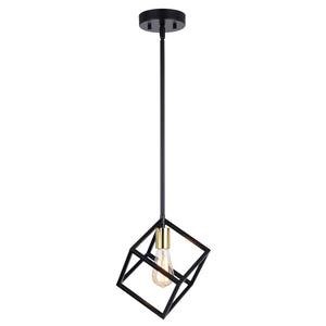 Vaxcel - P0401 - One Light Mini Pendant - Deering - Matte Black and Satin Brass