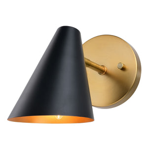 Vaxcel - W0438 - One Light Wall Sconce - Pryce - Matte Black and Satin Brass