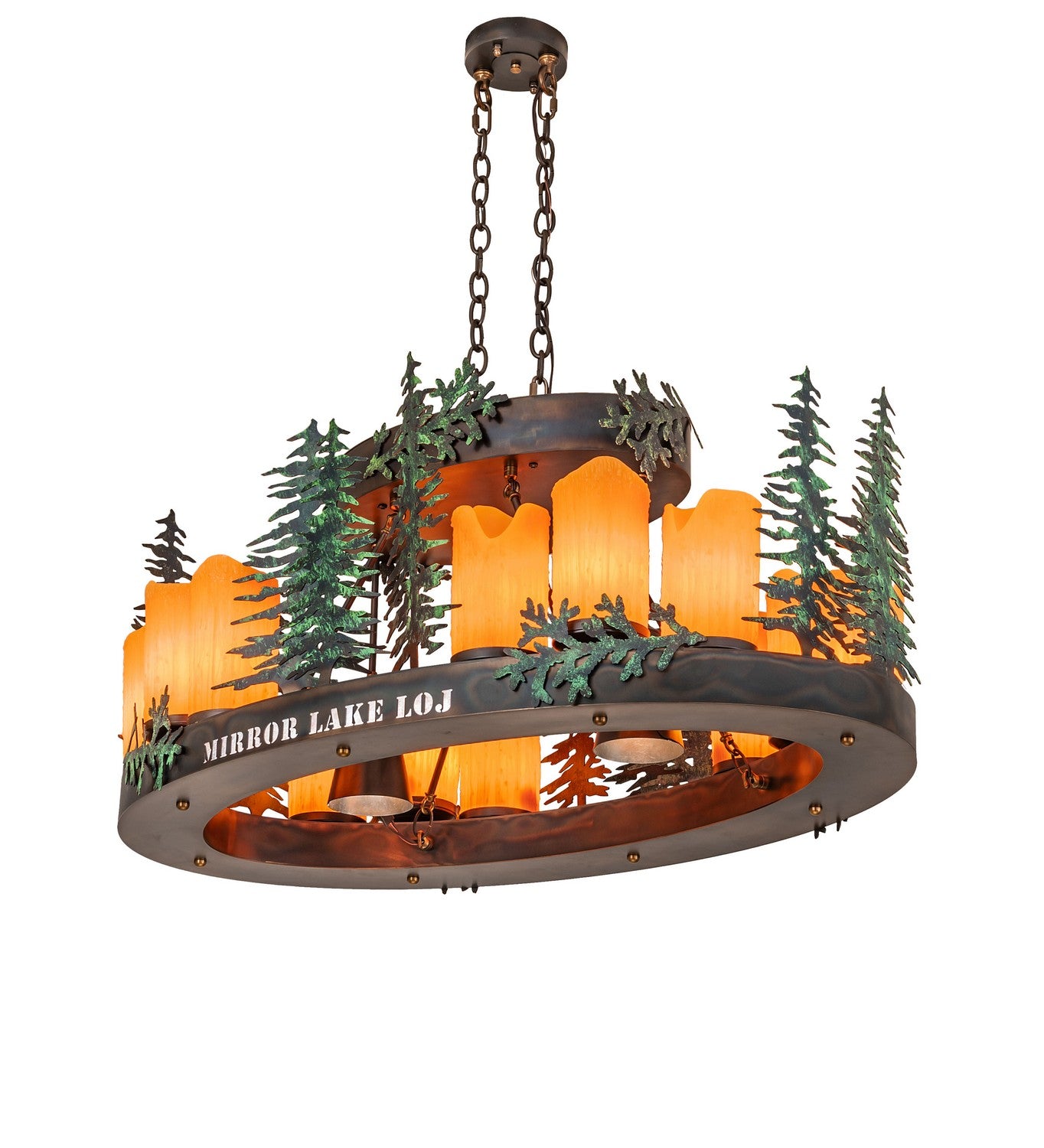 Meyda Tiffany - 276217 - LED Pendant - Mirror Lake Loj - Dark Burnished Antique Copper