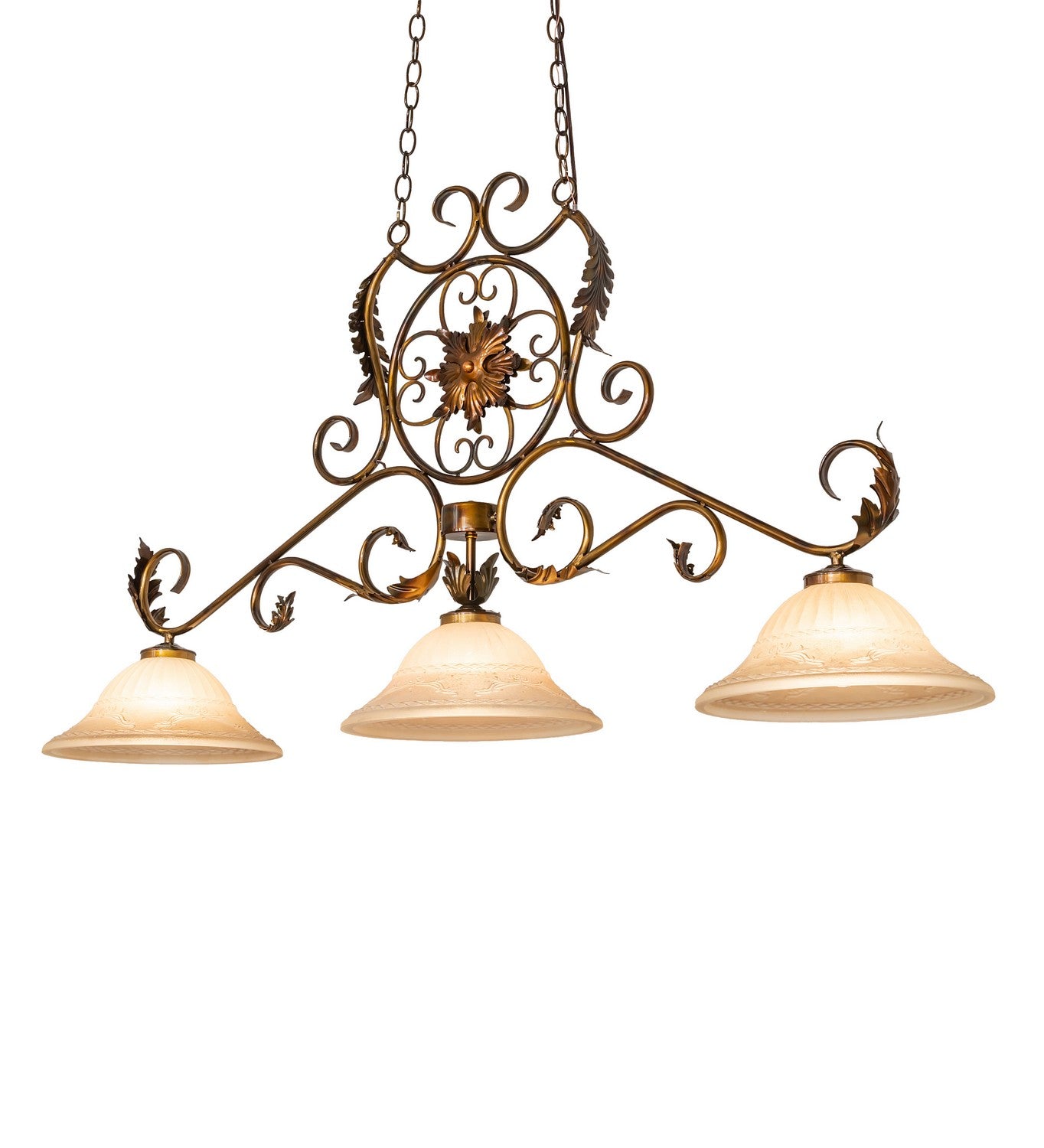 Meyda Tiffany - 276474 - Three Light Island Pendant - Christabel - Lt Burnished Transparent Gold