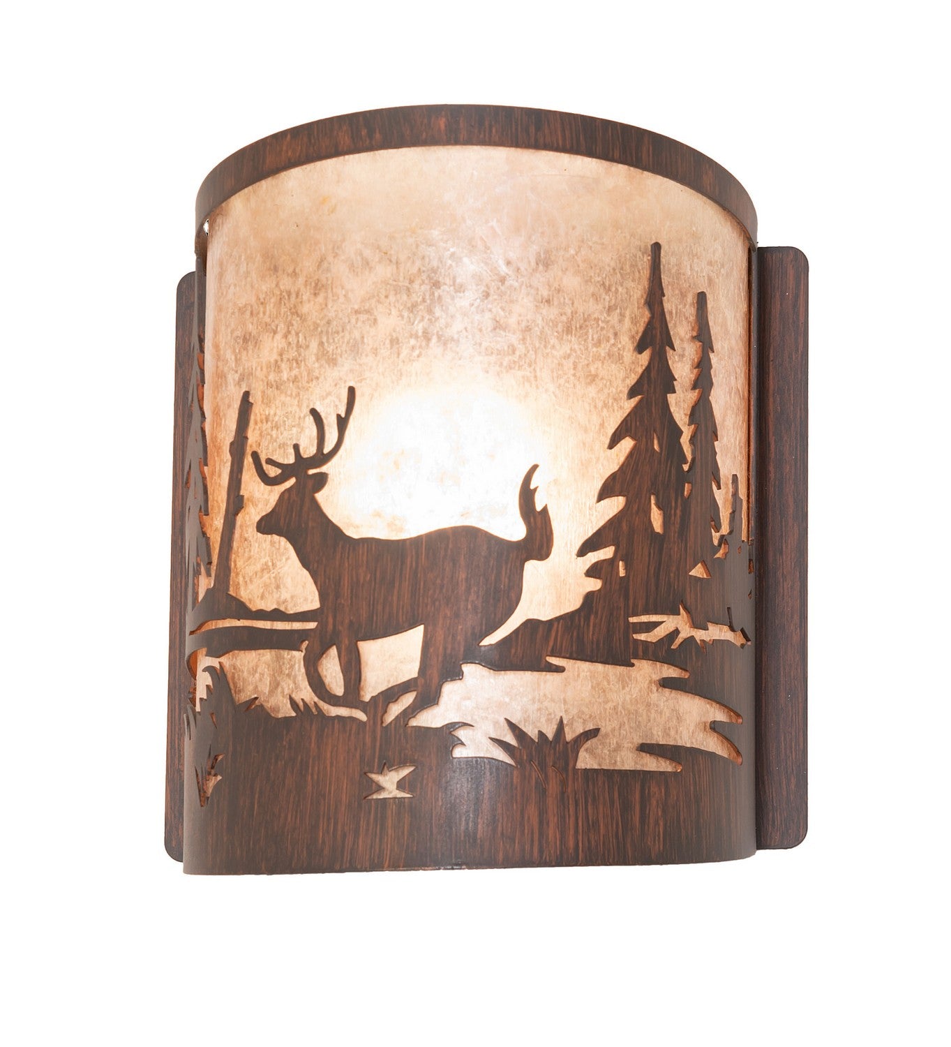 Meyda Tiffany - 277544 - One Light Wall Sconce - Deer At Lake - Driftwood Brown