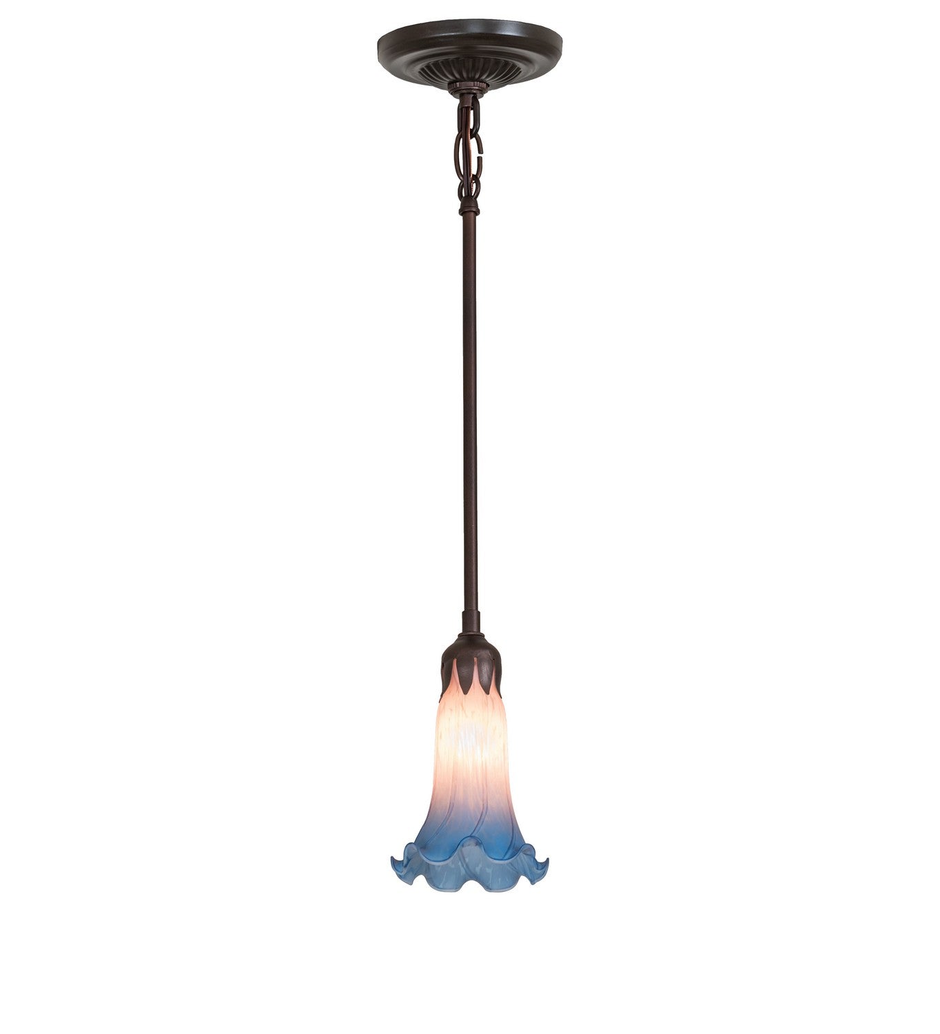 Meyda Tiffany - 278286 - One Light Mini Pendant - Pink/Blue Tiffany Pond Lily