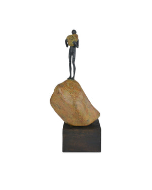 Currey and Company - 1200-0910 - Man on Rock - Brown / Bronze / Green