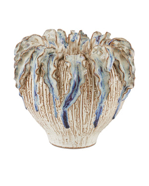 Currey and Company - 1200-0963 - Vase - Tropical Crown - Ivory / Reactive Blue