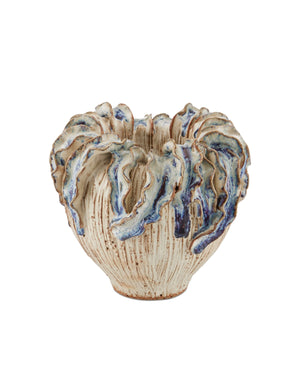 Currey and Company - 1200-0964 - Vase - Tropical Crown - Ivory / Reactive Blue