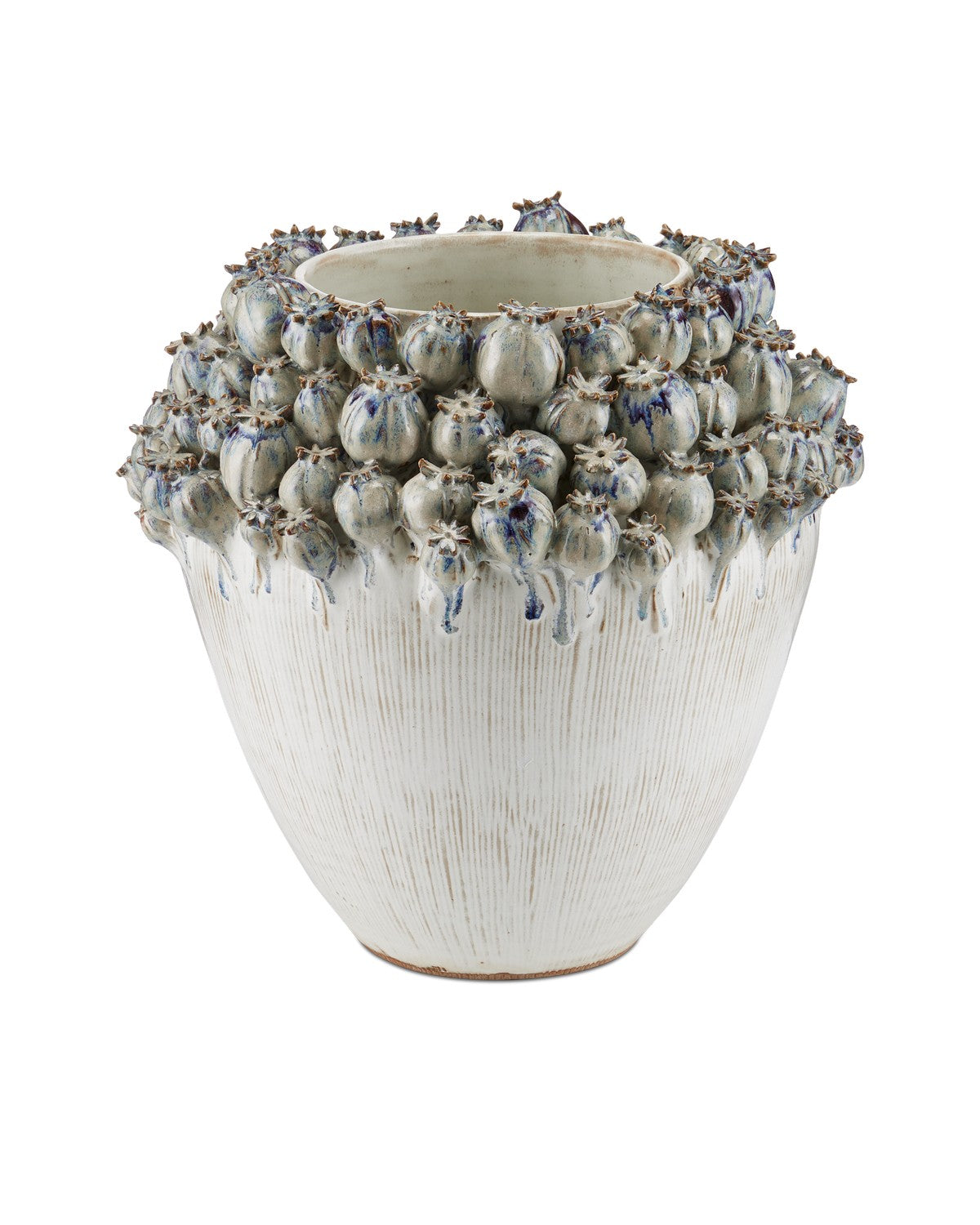 Currey and Company - 1200-0965 - Vase - Poppy Pod Crown - Ivory / Reactive Blue & Purple