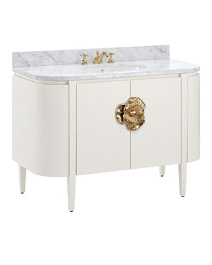 Currey and Company - 3800-0002 - Vanity with Sink - Briallen - Cerused White / Natural / White / Polished Brass