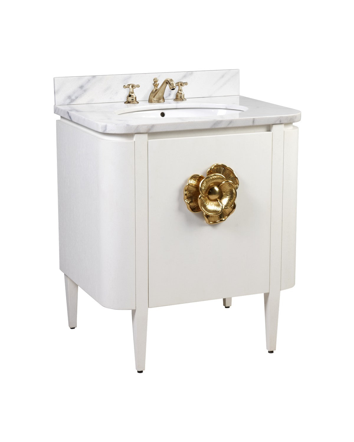 Currey and Company - 3800-0004 - Vanity with Sink - Briallen - Cerused White / Natural / White / Polished Brass