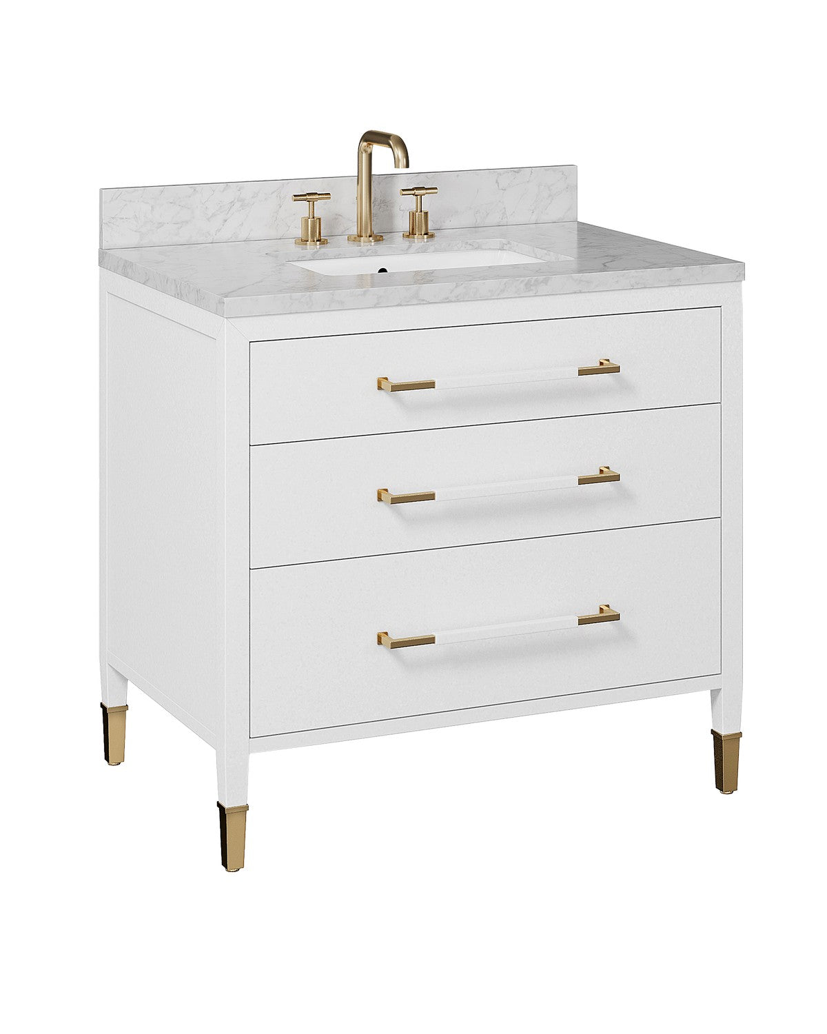 Currey and Company - 3800-0007 - Vanity with Sink - Verona - Acrylic White / Natural / White / Champagne