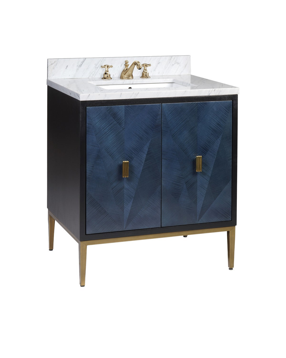 Currey and Company - 3800-0008 - Vanity with Sink - Kallista - Dark Sapphire / Caviar Black / Natural / White / Antique Brass