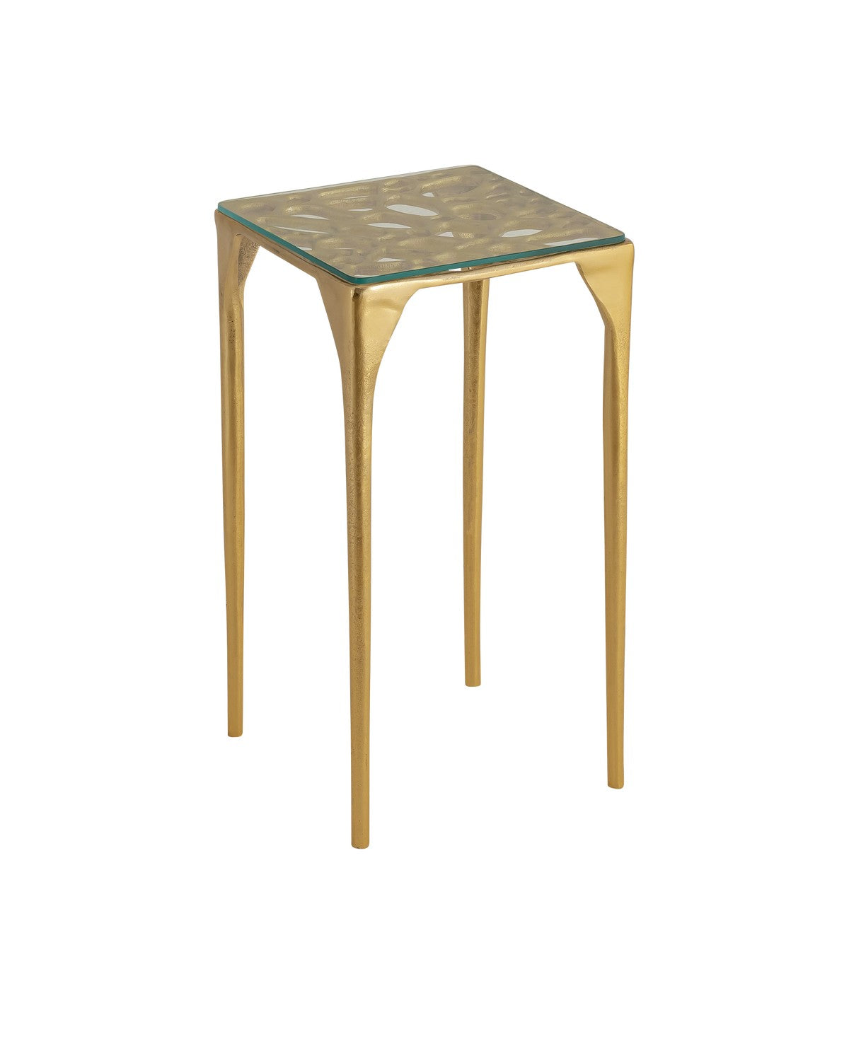 Currey and Company - 4000-0201 - Drinks Table - Honeycomb - Gold / Clear