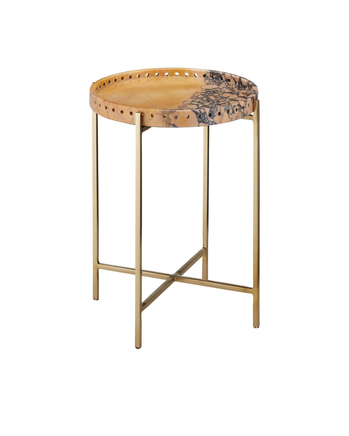 Currey and Company - 4000-0211 - Accent Table - Freya - Natural / Antique Brass