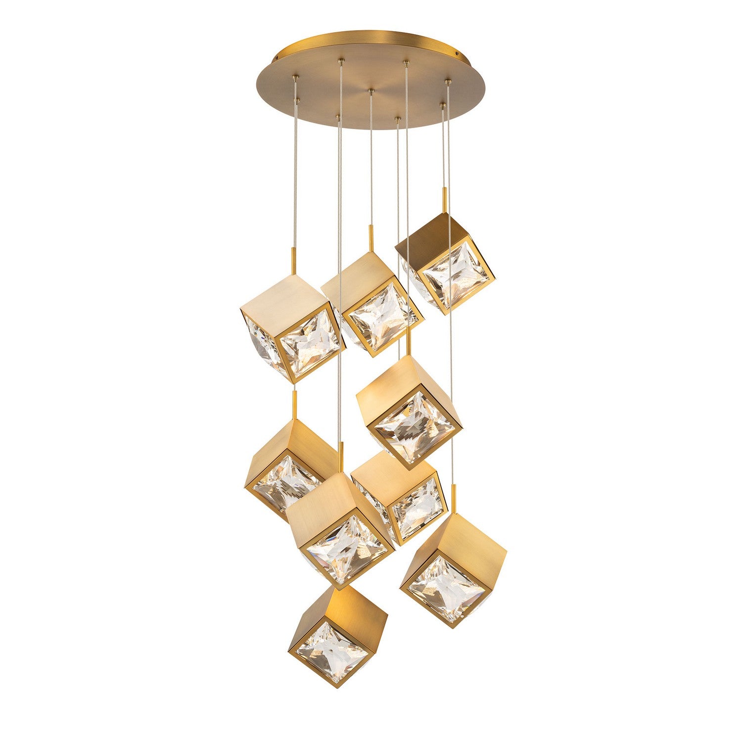 W.A.C. Lighting - PD-29309R-AB - LED Chandelier - Ice Cube - Aged Brass