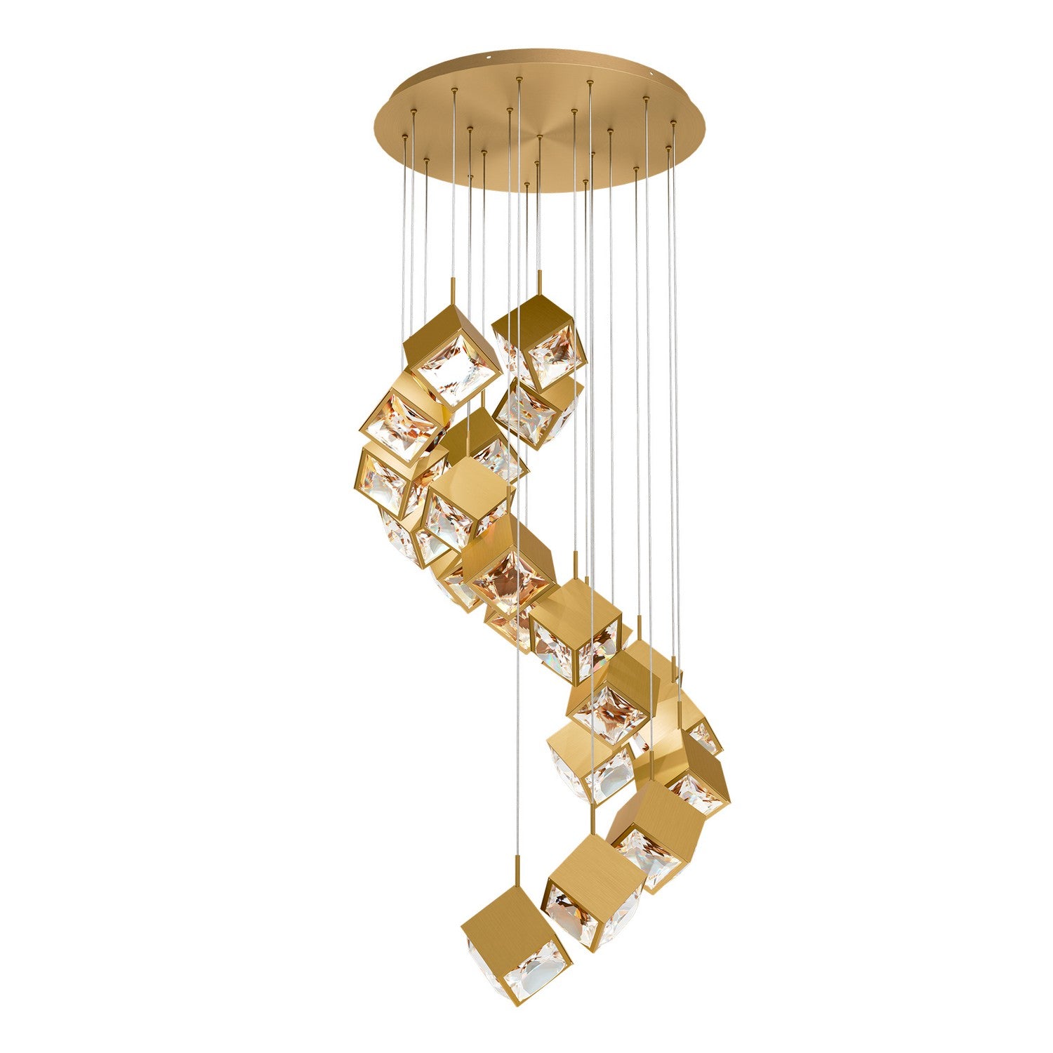 W.A.C. Lighting - PD-29321R-AB - LED Chandelier - Ice Cube - Aged Brass