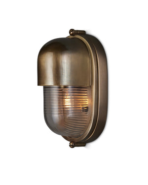 Currey and Company - 5500-0049 - One Light Outdoor Wall Sconce - Maritime - Antique Brass / Clear