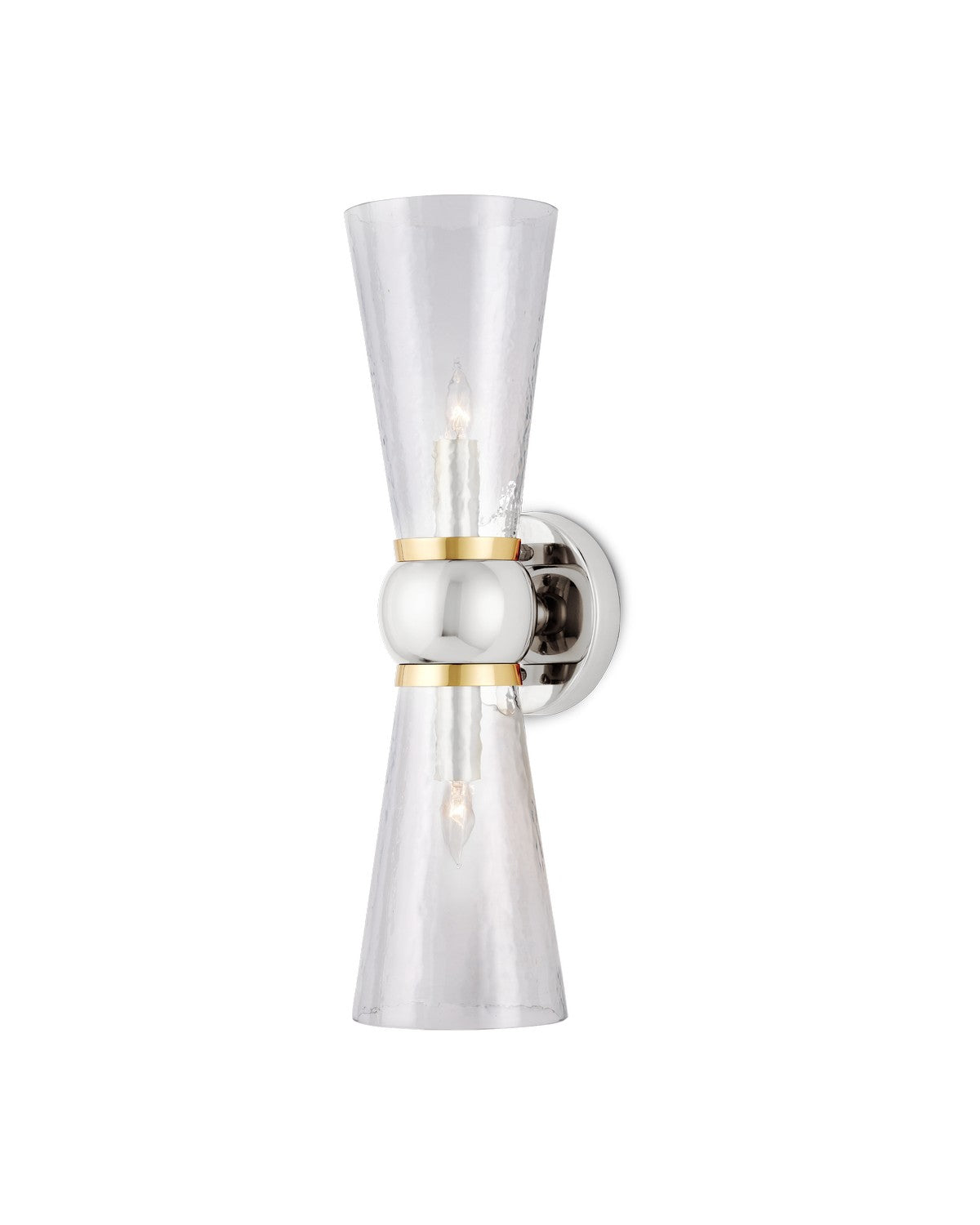 Currey and Company - 5800-0059 - Two Light Bath Wall Sconce - Byford - Polished Nickel / Clear / Polished Brass