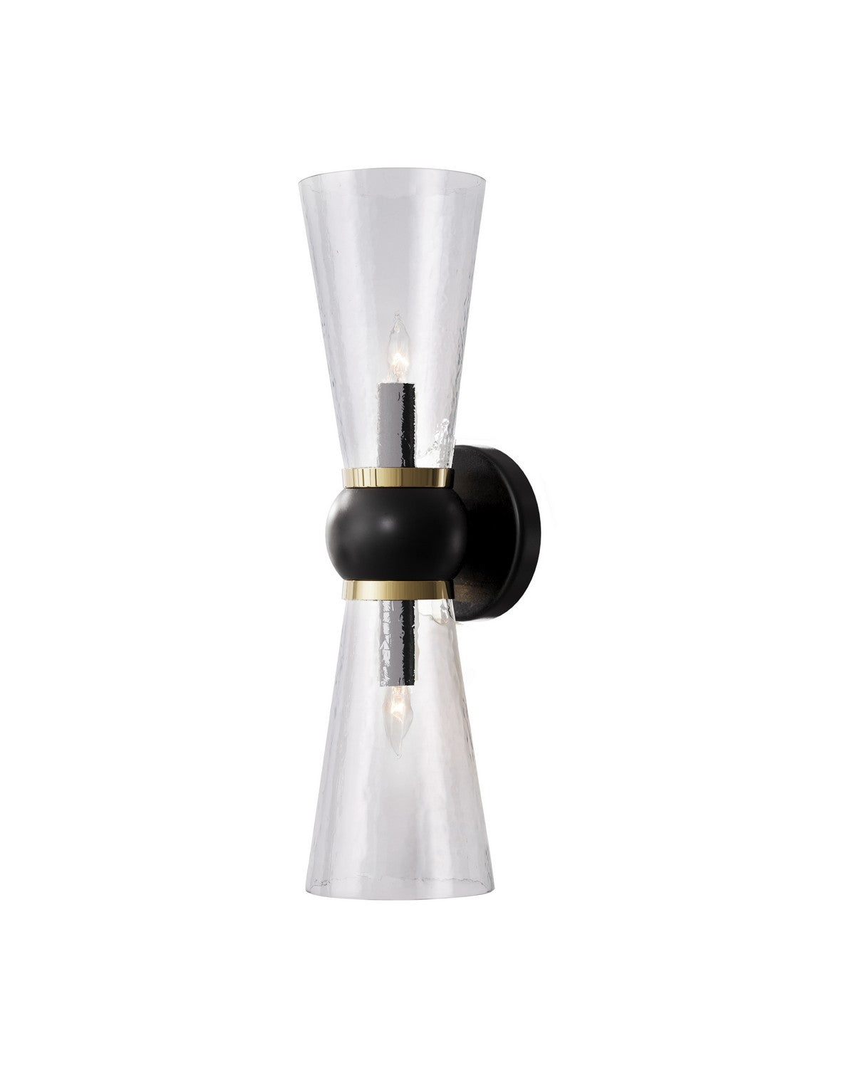 Currey and Company - 5800-0060 - Two Light Bath Wall Sconce - Byford - Oil Rubbed Bronze / Clear / Polished Brass