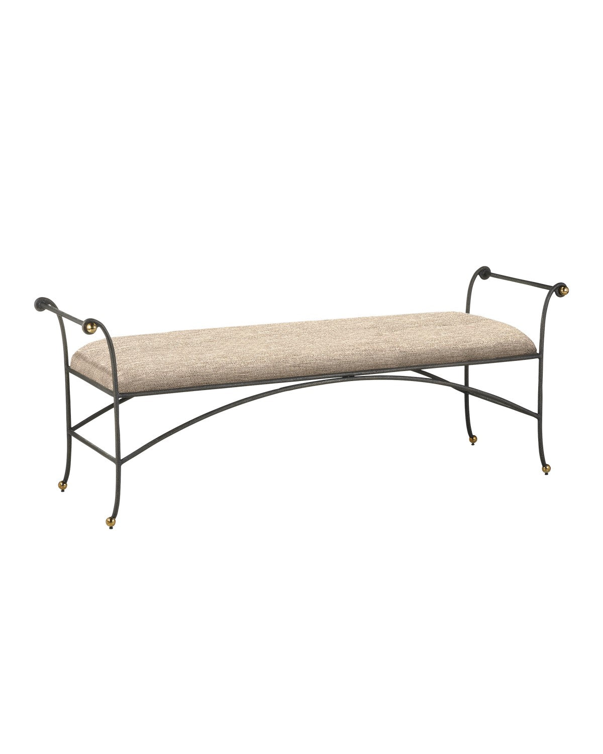 Currey and Company - 7000-0932 - Bench - Mabel - Antique Black / Polished Brass