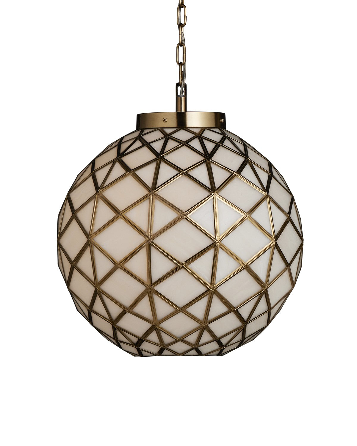 Currey and Company - 9000-1233 - One Light Pendant - Polyhedron - White / Antique Brass