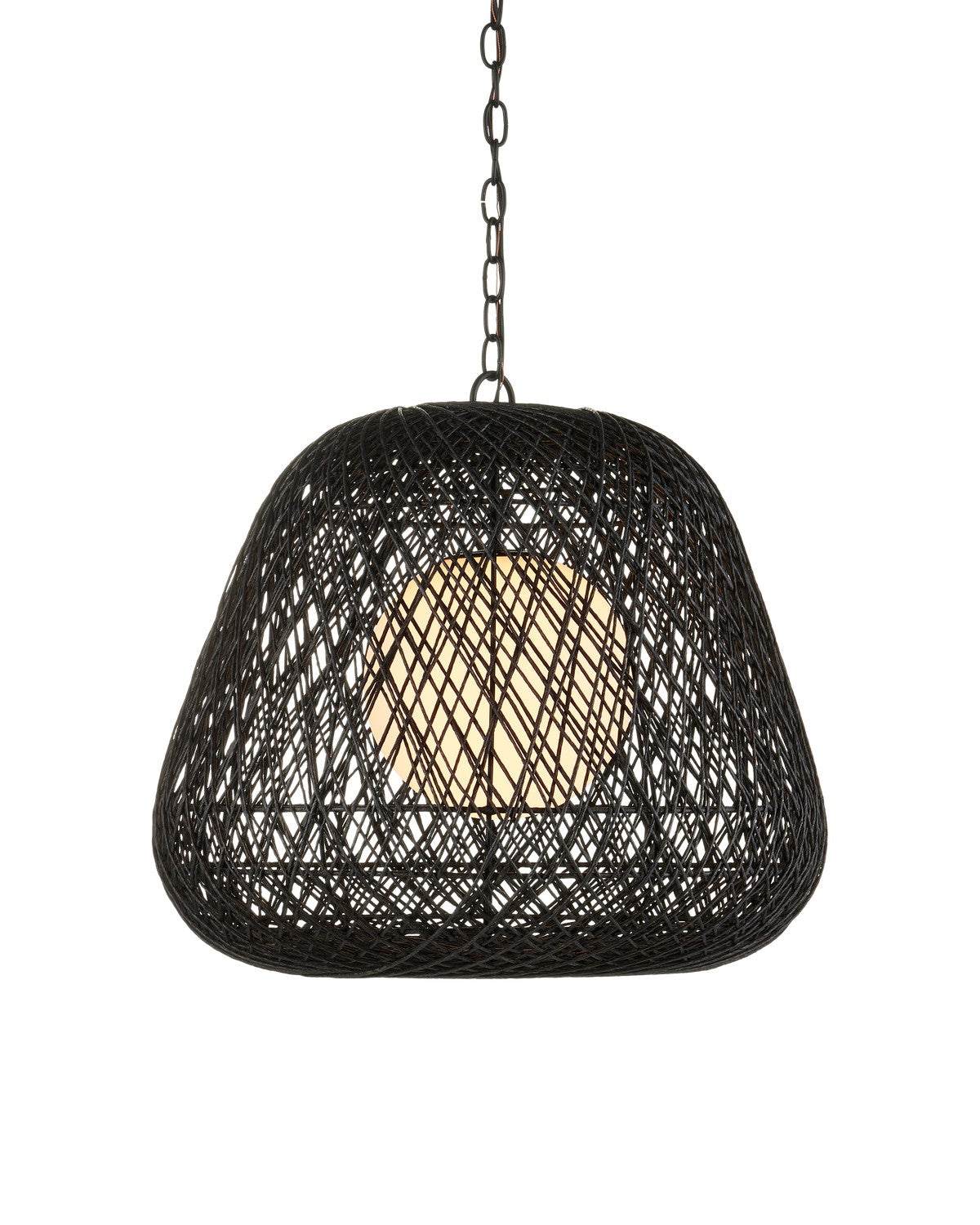 Currey and Company - 9000-1243 - One Light Pendant - Osbert - Black / Satin Black / White