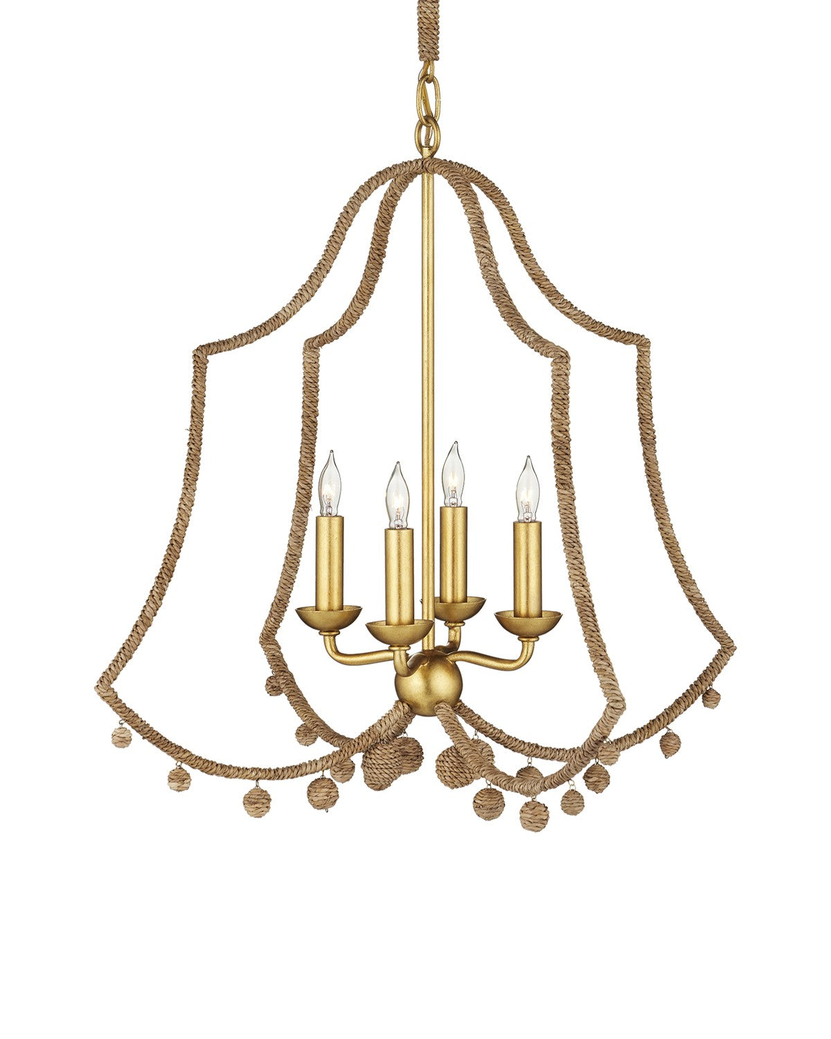 Currey and Company - 9000-1247 - Four Light Chandelier - Nimes - Natural Rope / Contemporary Gold Leaf