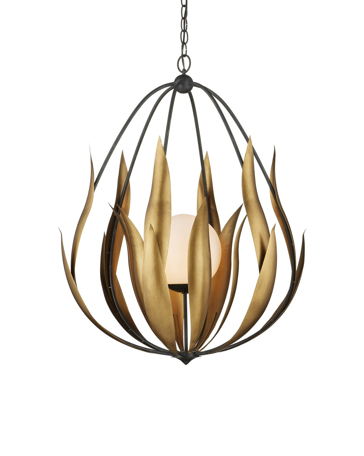 Currey and Company - 9000-1250 - One Light Chandelier - Endymion - Aged Steel / Brass / White