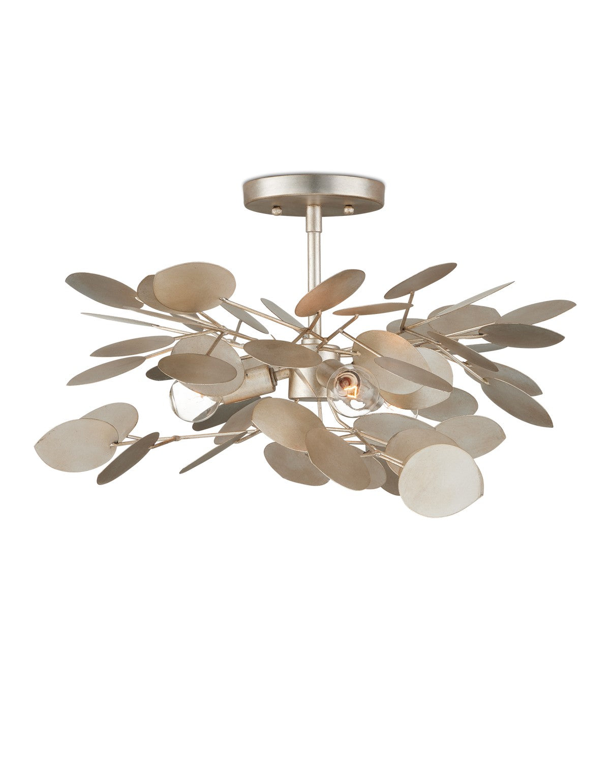 Currey and Company - 9000-1259 - Three Light Semi-Flush Mount - Lunaria - Contemporary Silver Leaf