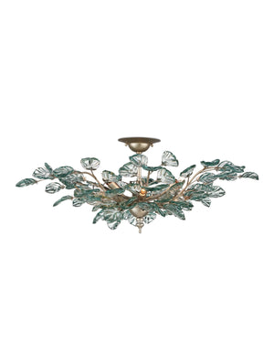 Currey and Company - 9000-1260 - Eight Light Semi-Flush Mount - Baobab - Contemporary Silver Leaf / Clear