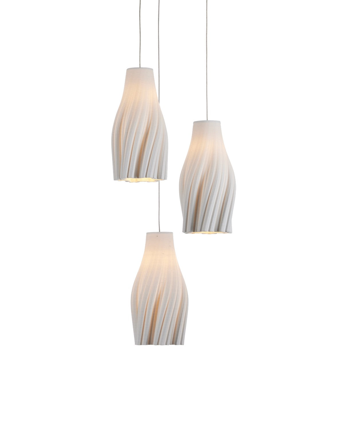 Currey and Company - 9000-1271 - Three Light Pendant - Posh - White / Silver