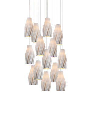 Currey and Company - 9000-1273 - 15 Light Pendant - Posh - White / Silver