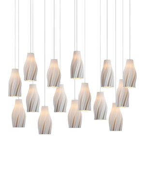 Currey and Company - 9000-1274 - 15 Light Pendant - Posh - White / Silver